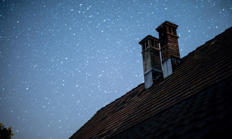 Chimney on the roof of a house