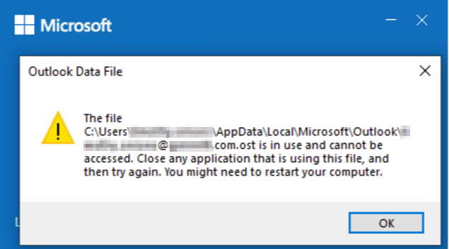 Solved Error - OST File cannot be opened Outlook 2016
